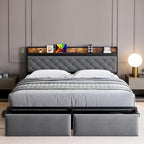Struttura letto con testiera luci LED RGB e 2 cassetti portaoggetti