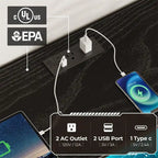Cassettiera in tessuto nero/bianco a 10 cassetti con luci LED e prese di corrente – 1 persona