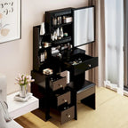 Set da toilette con specchio scorrevole e sgabello imbottito
