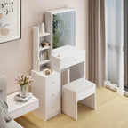 Set da toilette con specchio scorrevole e sgabello imbottito
