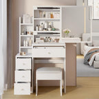 Set da toilette con specchio scorrevole e sgabello imbottito