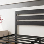 Struttura letto a piattaforma matrimoniale con testiera in legno, contenitore sotto il letto