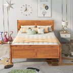 Letto a piattaforma matrimoniale in legno con testiera e pediera – Espresso / Bianco / Rovere, 1-2 posti letto