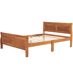 Letto a piattaforma matrimoniale in legno con testiera e pediera – Espresso / Bianco / Rovere, 1-2 posti letto