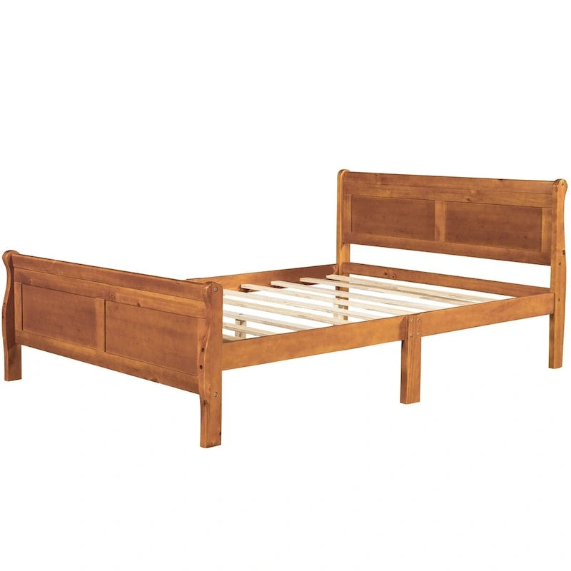 Letto a piattaforma matrimoniale in legno con testiera e pediera – Espresso / Bianco / Rovere, 1-2 posti letto
