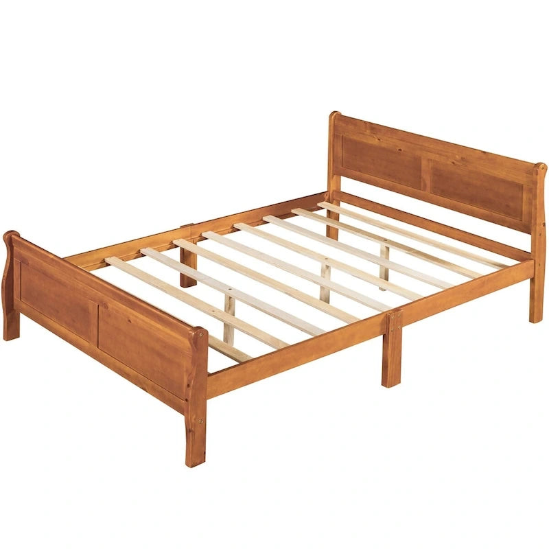 Letto a piattaforma matrimoniale in legno con testiera e pediera – Espresso / Bianco / Rovere, 1-2 posti letto