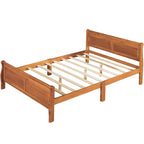 Letto a piattaforma matrimoniale in legno con testiera e pediera – Espresso / Bianco / Rovere, 1-2 posti letto