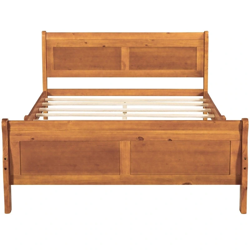 Letto a piattaforma matrimoniale in legno con testiera e pediera – Espresso / Bianco / Rovere, 1-2 posti letto