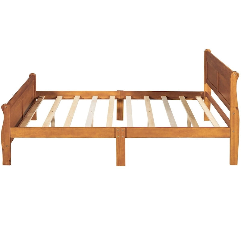Letto a piattaforma matrimoniale in legno con testiera e pediera – Espresso / Bianco / Rovere, 1-2 posti letto