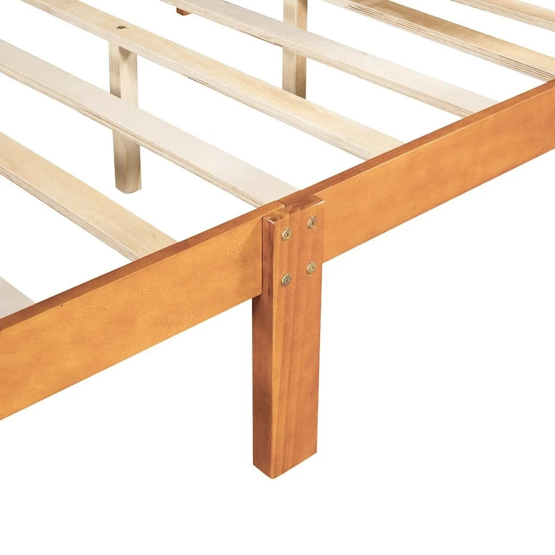Letto a piattaforma matrimoniale in legno con testiera e pediera – Espresso / Bianco / Rovere, 1-2 posti letto