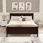 Letto a piattaforma matrimoniale in legno con testiera e pediera – Espresso / Bianco / Rovere, 1-2 posti letto