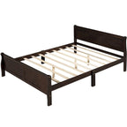 Letto a piattaforma matrimoniale in legno con testiera e pediera – Espresso / Bianco / Rovere, 1-2 posti letto