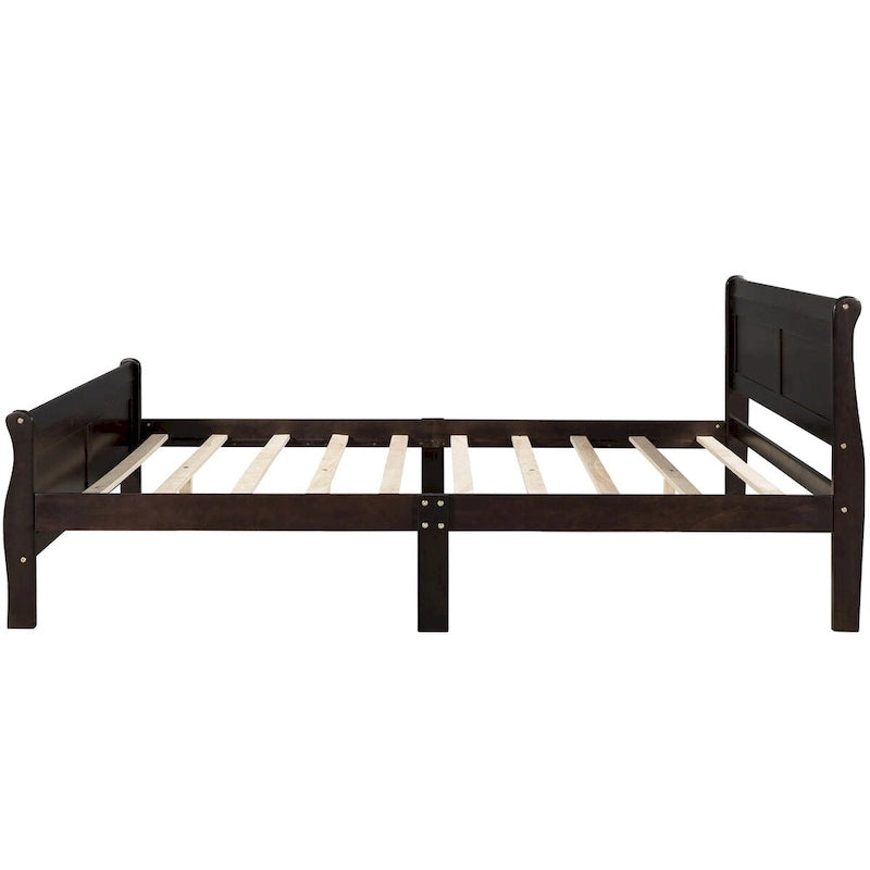 Letto a piattaforma matrimoniale in legno con testiera e pediera – Espresso / Bianco / Rovere, 1-2 posti letto