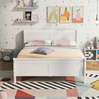 Letto a piattaforma matrimoniale in legno con testiera e pediera – Espresso / Bianco / Rovere, 1-2 posti letto
