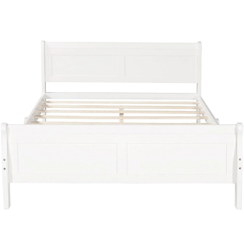 Letto a piattaforma matrimoniale in legno con testiera e pediera – Espresso / Bianco / Rovere, 1-2 posti letto