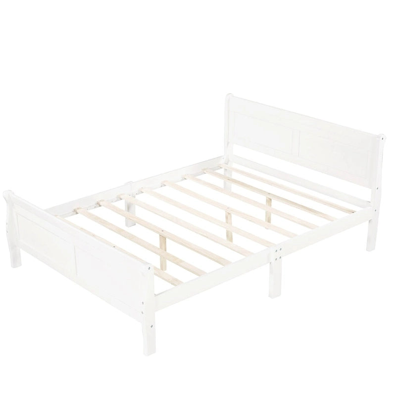 Letto a piattaforma matrimoniale in legno con testiera e pediera – Espresso / Bianco / Rovere, 1-2 posti letto