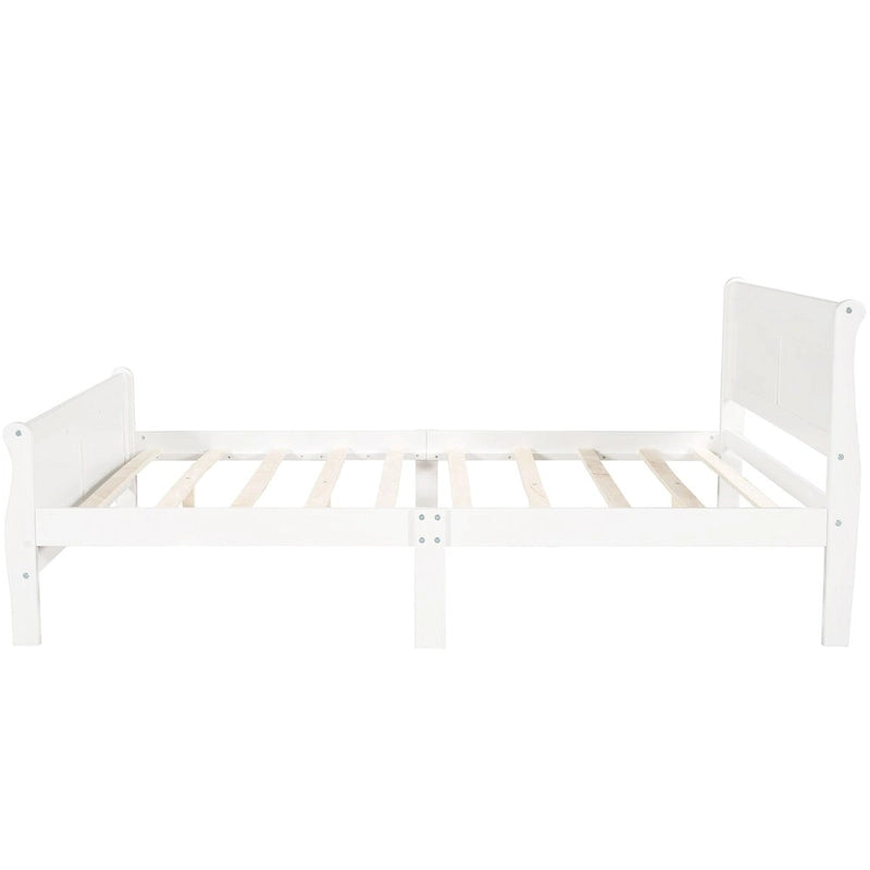 Letto a piattaforma matrimoniale in legno con testiera e pediera – Espresso / Bianco / Rovere, 1-2 posti letto