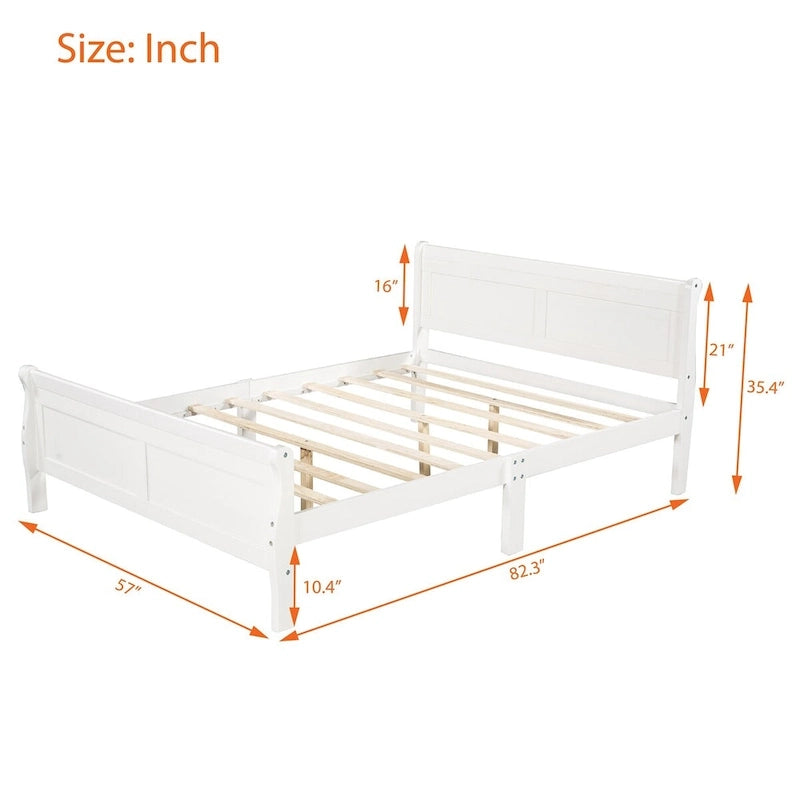 Letto a piattaforma matrimoniale in legno con testiera e pediera – Espresso / Bianco / Rovere, 1-2 posti letto