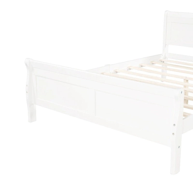 Letto a piattaforma matrimoniale in legno con testiera e pediera – Espresso / Bianco / Rovere, 1-2 posti letto
