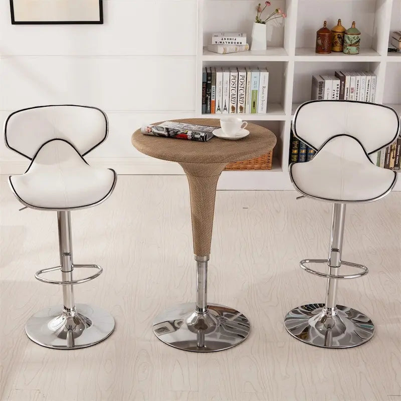 Sgabello da bar girevole regolabile in similpelle con base cromata – Set da 2