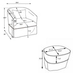 Poltrona girevole a barilotto con pouf