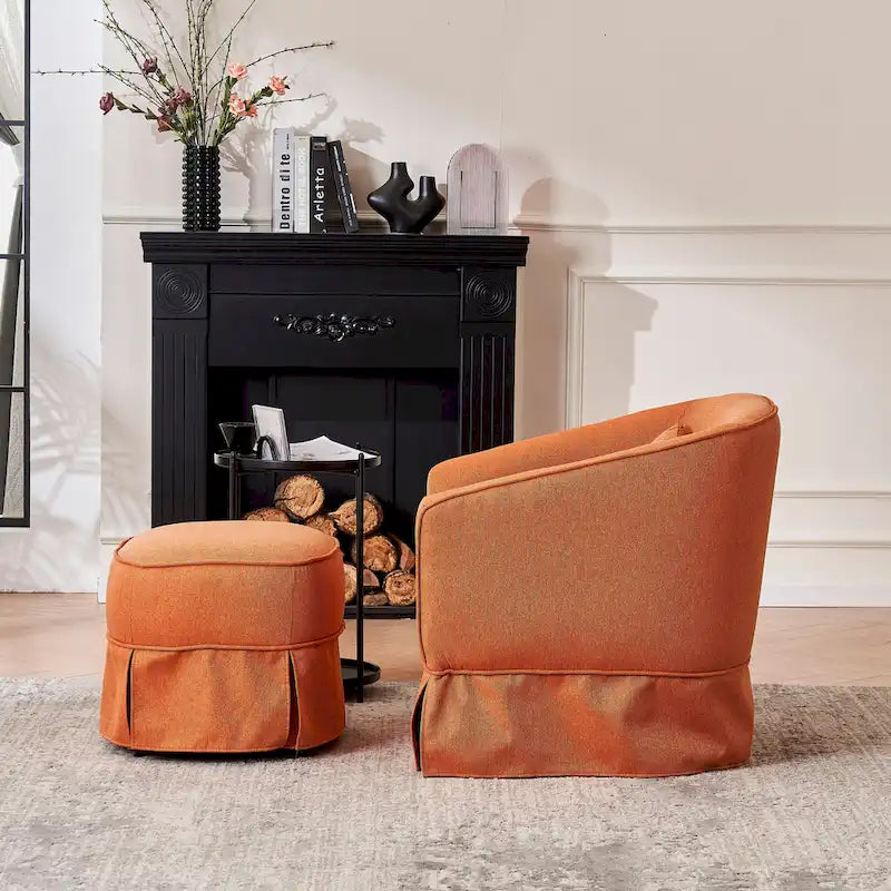 Poltrona girevole a barilotto con pouf