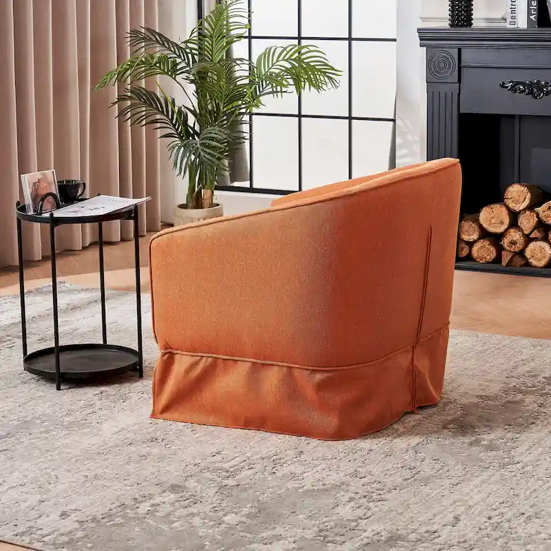 Poltrona girevole a barilotto con pouf