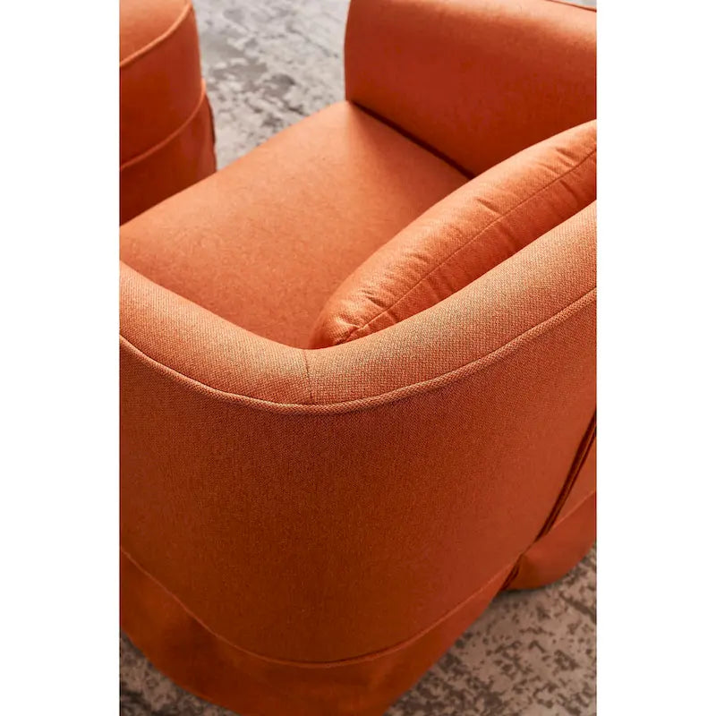 Poltrona girevole a barilotto con pouf