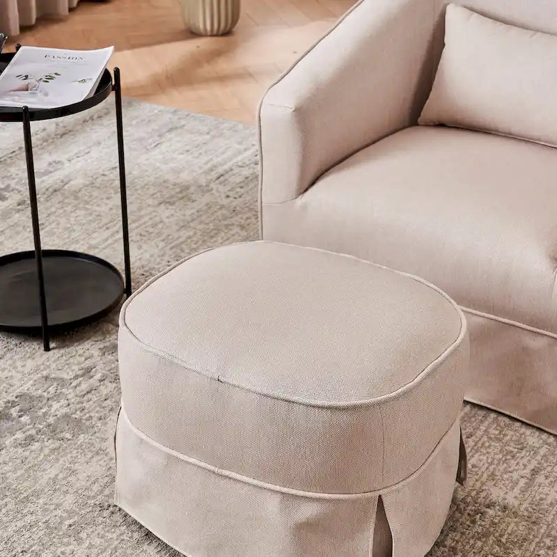 Poltrona girevole a barilotto con pouf