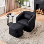 Poltrona girevole a barilotto con pouf