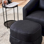 Poltrona girevole a barilotto con pouf