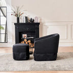 Poltrona girevole a barilotto con pouf