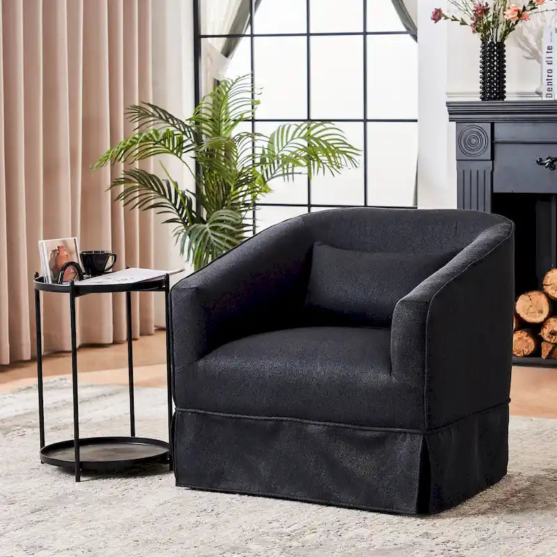 Poltrona girevole a barilotto con pouf