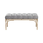 Metal Bench with Velvet Seat - Gray, Black or White - Roche River Decor