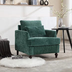 Poltrona d'accento in ciniglia con pouf – Seduta singola, vari colori