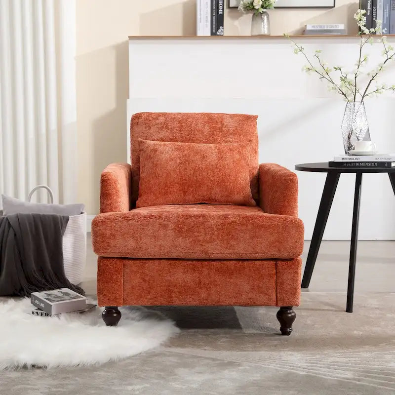 Poltrona d'accento in ciniglia con pouf – Seduta singola, vari colori