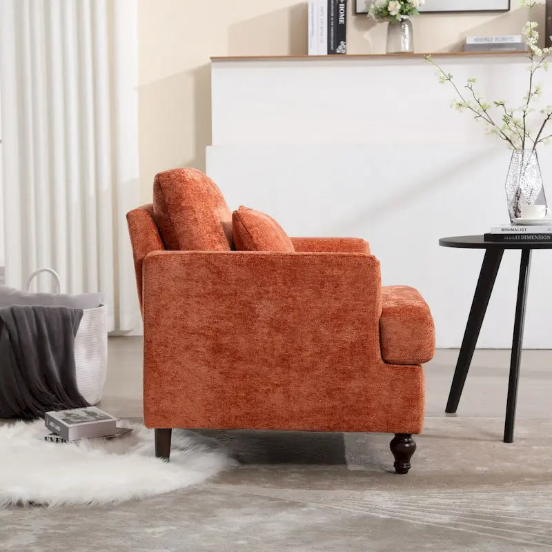 Poltrona d'accento in ciniglia con pouf – Seduta singola, vari colori