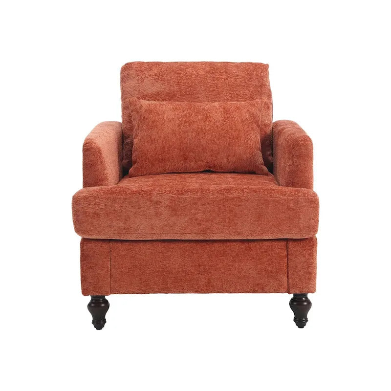 Poltrona d'accento in ciniglia con pouf – Seduta singola, vari colori