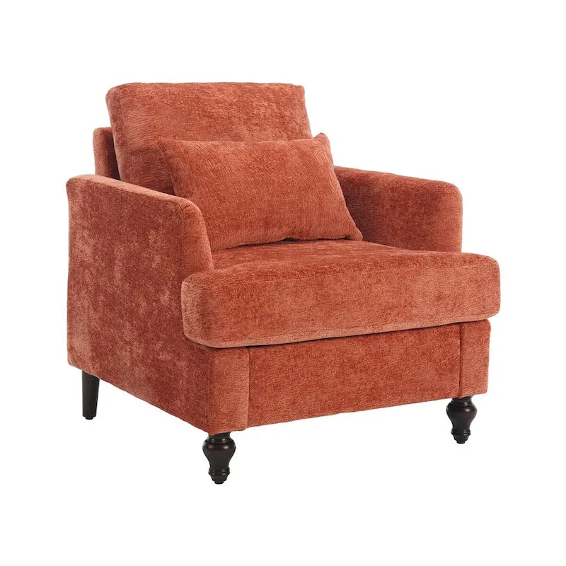 Poltrona d'accento in ciniglia con pouf – Seduta singola, vari colori