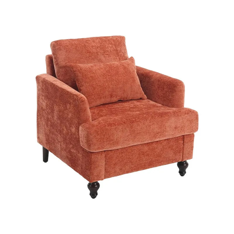 Poltrona d'accento in ciniglia con pouf – Seduta singola, vari colori