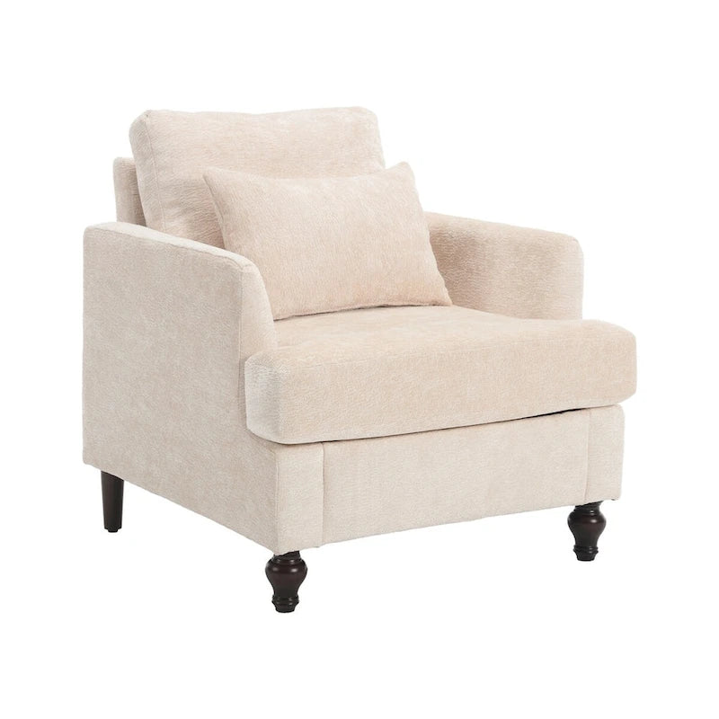 Poltrona d'accento in ciniglia con pouf – Seduta singola, vari colori