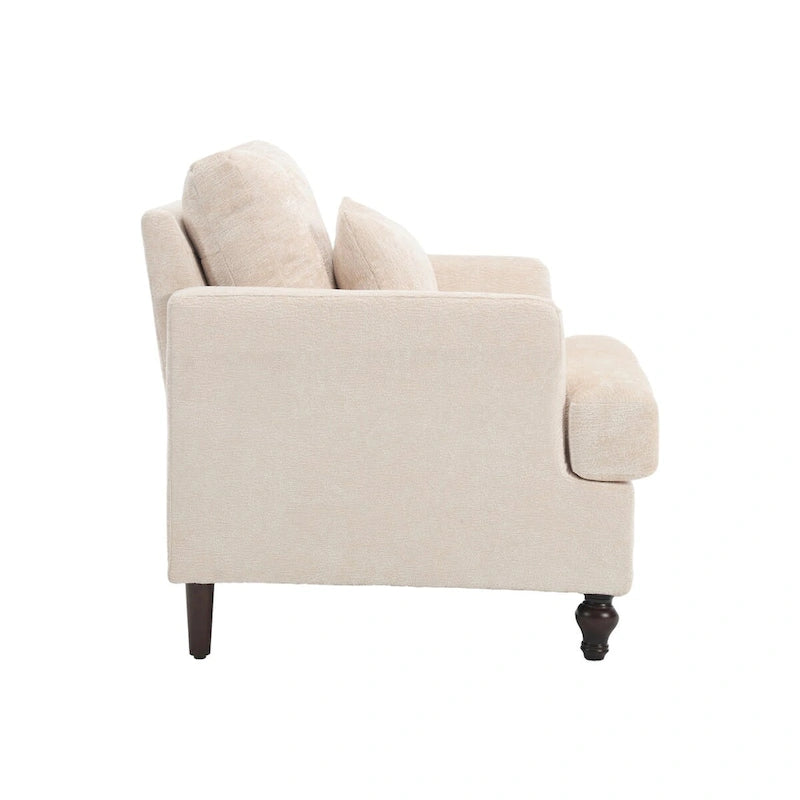 Poltrona d'accento in ciniglia con pouf – Seduta singola, vari colori