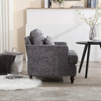 Poltrona d'accento in ciniglia con pouf – Seduta singola, vari colori