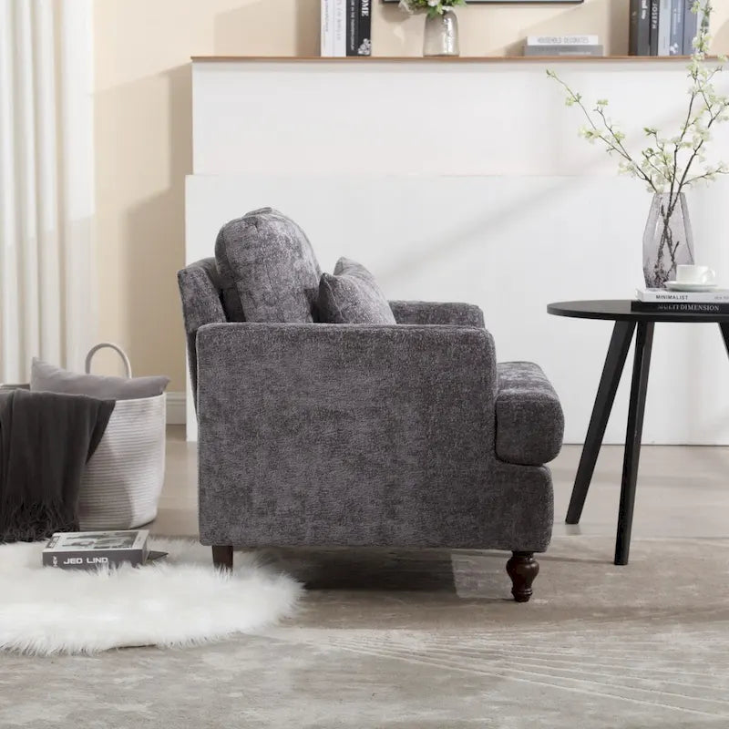 Poltrona d'accento in ciniglia con pouf – Seduta singola, vari colori