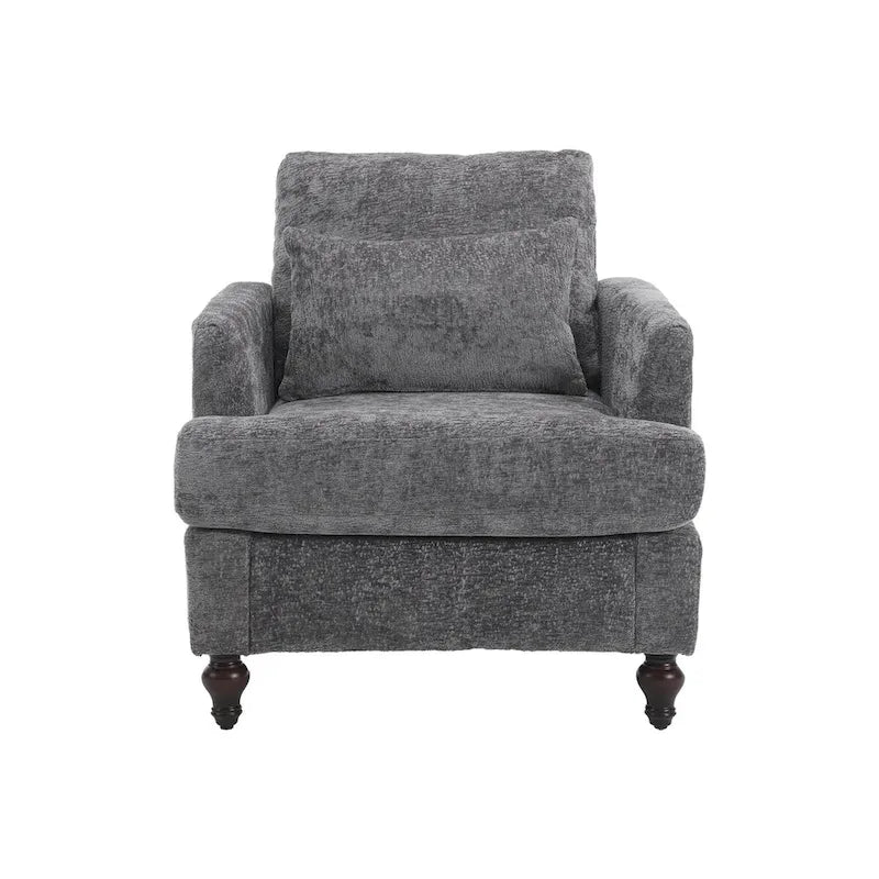 Poltrona d'accento in ciniglia con pouf – Seduta singola, vari colori