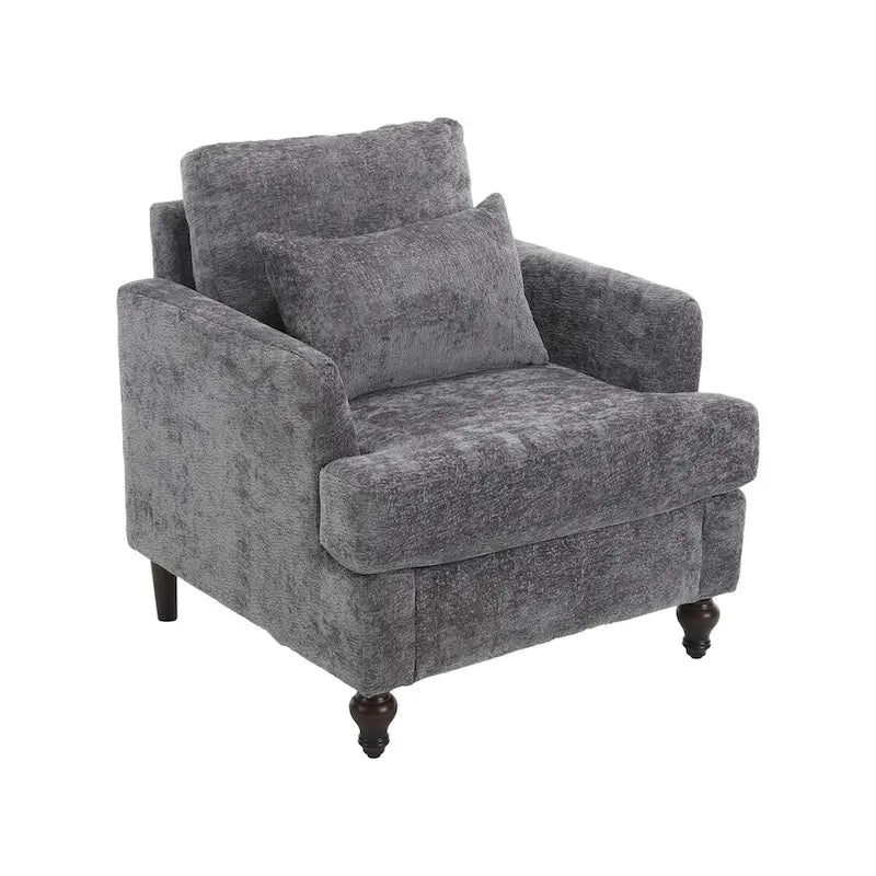 Poltrona d'accento in ciniglia con pouf – Seduta singola, vari colori
