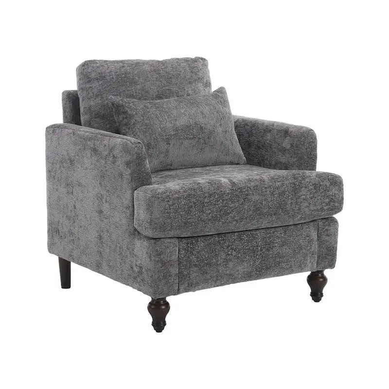Poltrona d'accento in ciniglia con pouf – Seduta singola, vari colori