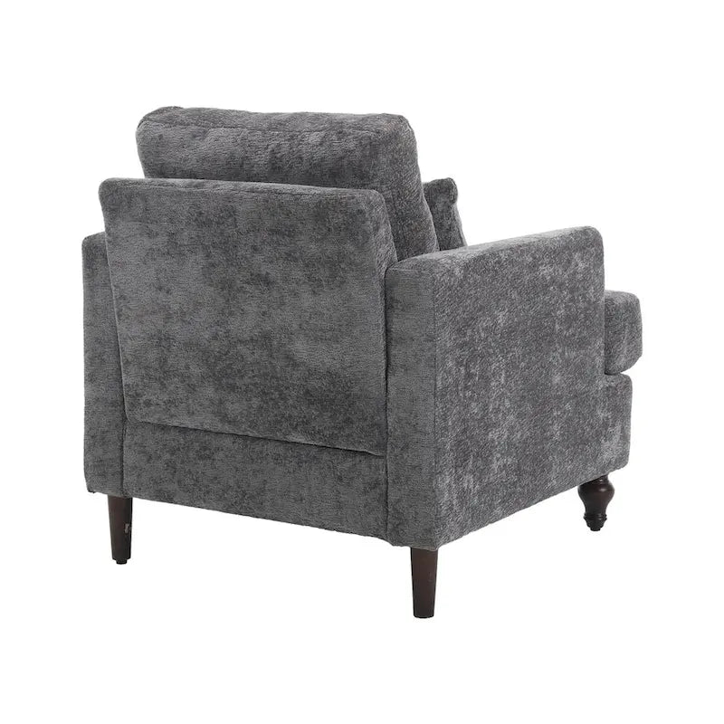 Poltrona d'accento in ciniglia con pouf – Seduta singola, vari colori