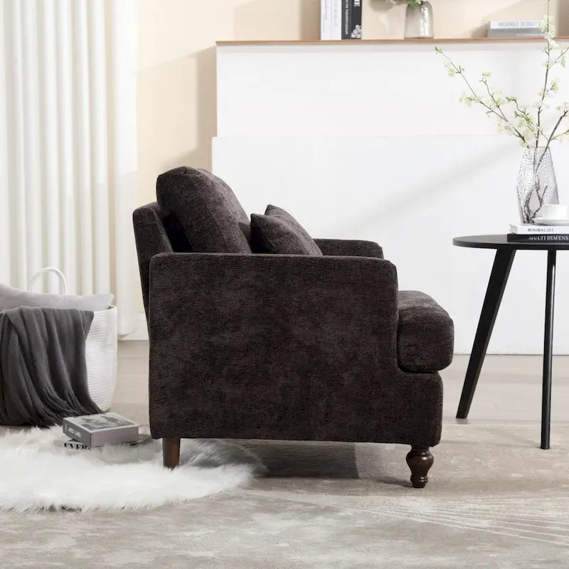 Poltrona d'accento in ciniglia con pouf – Seduta singola, vari colori