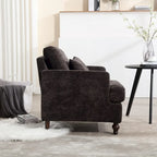 Poltrona d'accento in ciniglia con pouf – Seduta singola, vari colori